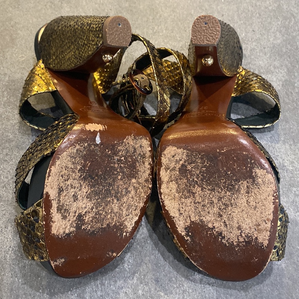Marc Jacobs Real Gold Python Snake Skin Platform … - image 3